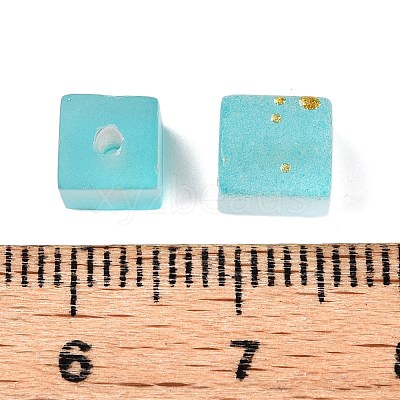 Frosted Glass Beads with Golden Glitter Powder DGLA-NH001-6mm-01C-1