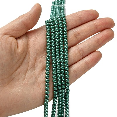 Eco-Friendly Dyed Glass Pearl Round Beads Strands HY-A002-4mm-RB118-1