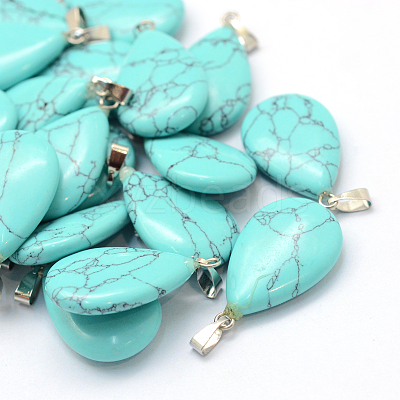 Teardrop Dyed Synthetic Turquoise Pendants G-Q368-14-1
