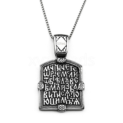304 Stainless Steel Cross Knight Pendant Box Chain Necklaces for Men FS-WG71F72-01-1
