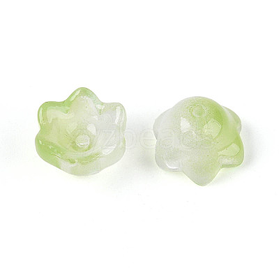 Transparent Two Tone Spray Painted Glass Bead Caps A-GLAA-Q089-002B-010-1