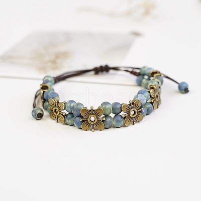 Alloy & Handmade Porcelain Bead Braided Bead Bracelets WG53770-02-1