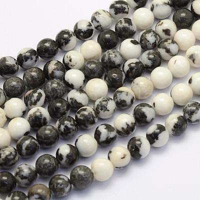 Natural Black Zebra Jasper Beads Strands G-G697-F02-8mm-1