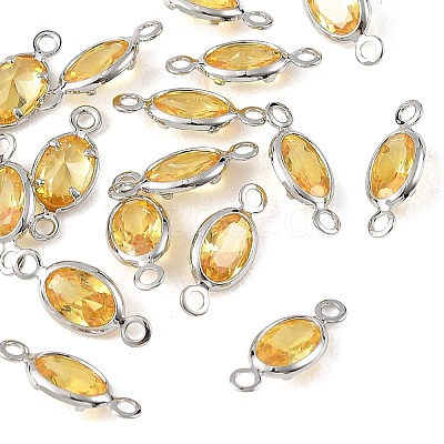 SHEGRACE Brass Pave Cubic Zirconia Oval Connector Charms XGRQ2O407-439C-P-1