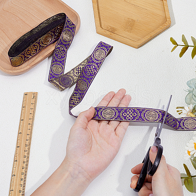 Ethnic Style Polyester Jacquard Ribbon OCOR-WH0078-478B-05-1
