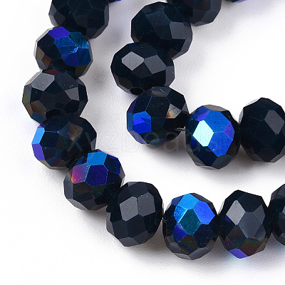 Electroplate Opaque Solid Color Glass Beads Strands EGLA-A034-P1mm-L22-1