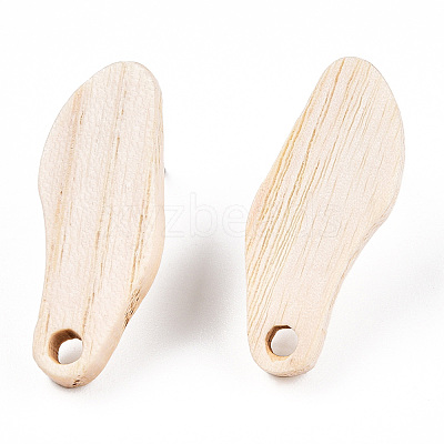 Ash Wood Stud Earring Findings EJEW-N017-011S-1
