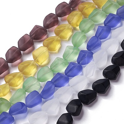 Transparent Frosted Glass Beads Strands FGLA-S001-M02-1