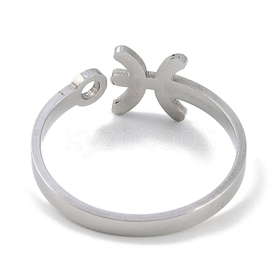 Non-Tarnish Constellations 304 Stainless Steel Open Cuff Ring for Women RJEW-L122-001P-10-1