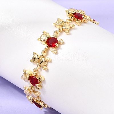 Brass Micro Pave Cubic Zirconia Link Chain Bracelets for Women BJEW-D457-01G-01-1