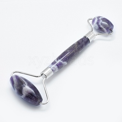 Natural Amethyst Brass Face Massager MRMJ-G008-08P-1