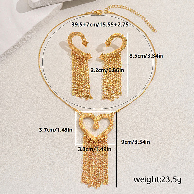 Elegant Zinc Alloy Hollow Heart Tassel Jewelry Set for Women LS-HX7925-1