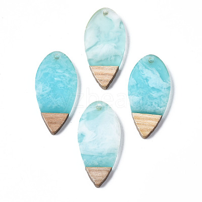 Transparent Resin & Walnut Wood Pendants RESI-T035-27-A02-1