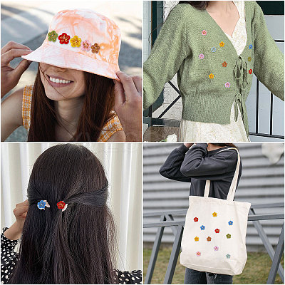 14Pcs 7 Colors Flower Handmade Wool Felt Ornament Accessories FIND-CA0010-13-1