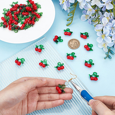 40Pcs Handmade Lampwork Pendants LAMP-ME0001-22-1