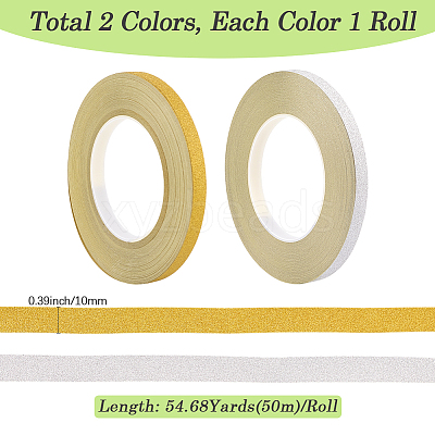 2 Rolls 2 Colors 50M Glitter Adhesive Plastic Tapes DIY-GF0011-22-1