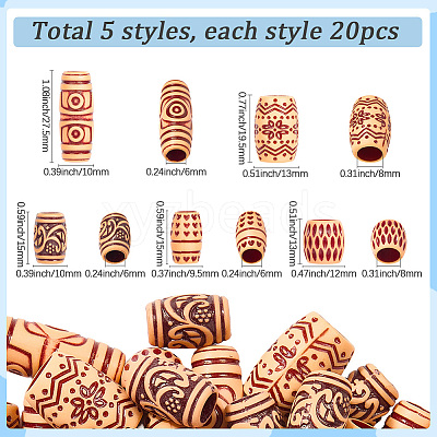 100Pcs 5 Styles Plastic Hair Coil Cuffs FIND-SC0014-92-1
