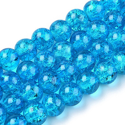 Spray Painted Crackle Transparent Glass Beads Strands CCG-Q001-6mm-06-A-1