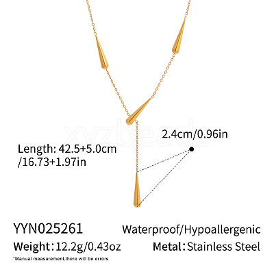 304 Stainless Steel Teardrop Lariat Necklaces for Women VH7412-2-1