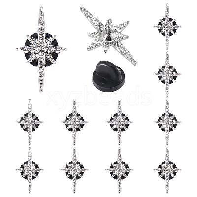 12Pcs Star Alloy Pave Rhinestone Clip Lapel Pin Backs for Clothes JEWB-FG0001-83-1