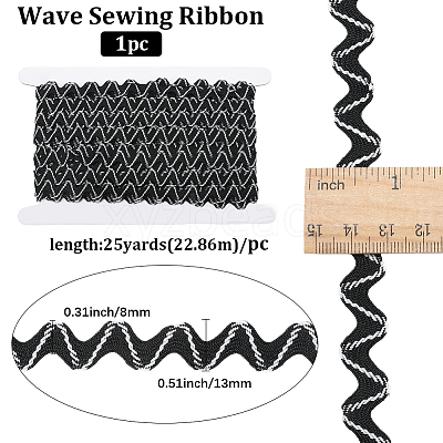 24.5~25 yards Two Tone Polyester Wave Lace Trim Ribbon OCOR-GF0004-35D-1