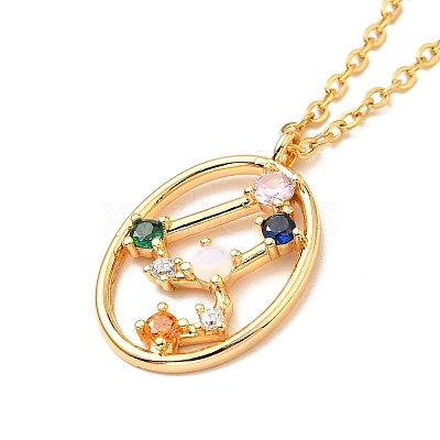 Colorful Cubic Zirconia Constellation Pendant Necklace NJEW-H166-01H-1