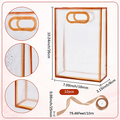 12Pcs Rectangle Plastic Gift Bags ABAG-SP0001-07B-1