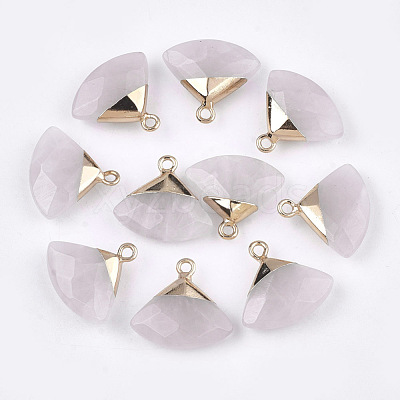 Electroplate Natural Rose Quartz Pendants G-T112-04I-1
