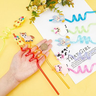 Wholesale Gorgecraft 8Pcs 8 Colors PET Spiral Drinking Straws 