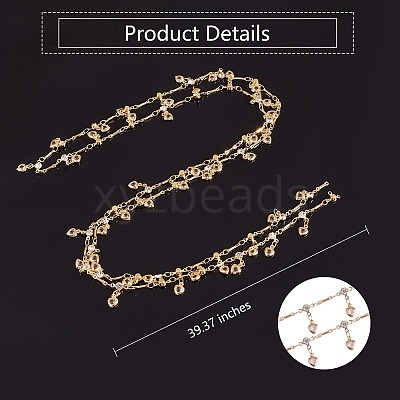 Clear Cubic Zirconia Heart Charm Tassel Chains JX604A-1