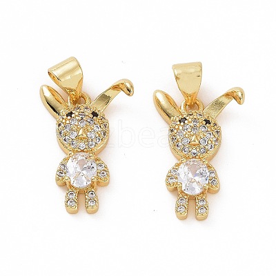 Brass Micro Pave Clear Cubic Zirconia Pendants ZIRC-F135-12G-1