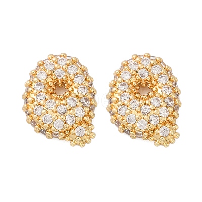 Brass Micro Pave Cubic Zirconia Stud Earrings EJEW-Z091-04G-Q-1
