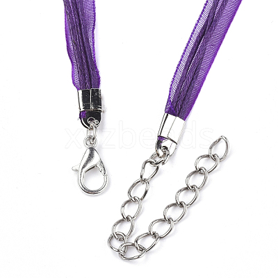 Waxed Cord and Organza Ribbon Necklace Making X-NCOR-T002-193-1