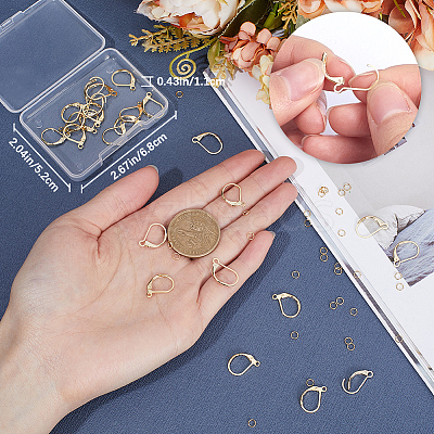 40Pcs 2 Styles Brass Leverback Earring Findings DIY-CN0002-85G-1