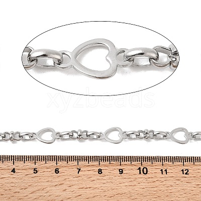 304 Stainless Steel Heart Link Chains CHS-K024-04P-1