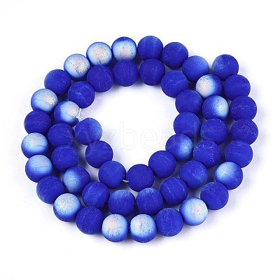 Frosted Opaque Glass Beads Strands GLAA-T032-P8mm-MBB11-1