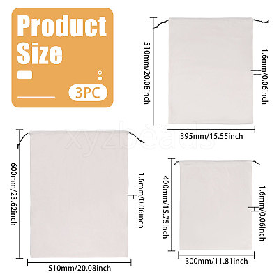3Pcs 3 Styles Flannel Packing Drawstring Bags ABAG-CO0001-01-1