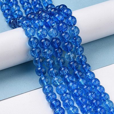 Crackle Glass Round Bead Strands CCG-C001-01B-03-1