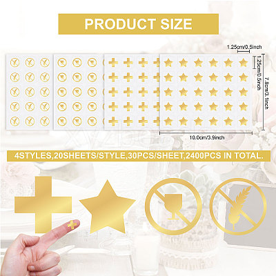 80 Sheets 4 Patterns PVC Waterproof Self-Adhesive Sticker Sets STIC-OC0001-10C-1