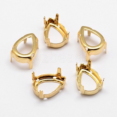 Flat Teardrop Brass Sew on Prong Settings X-KK-N0084-A02-10x14G-1