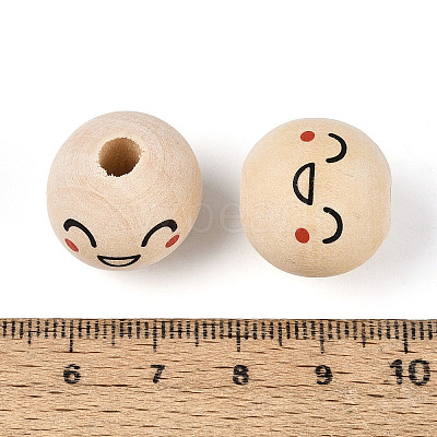 Printed Schima Wood Beads WOOD-T033-02B-1