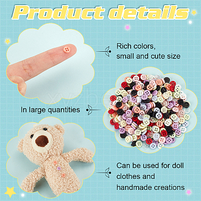 500Pcs 10 Colors Nylon Buttons BUTT-FG0001-22-1