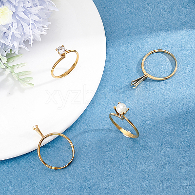 4Pcs 2 Styles 304 Stainless Steel Finger Ring Components DIY-BBC0003-13-1