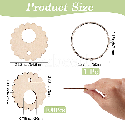 Flower Shape Wood Floss Bobbin AJEW-GF0011-05-1