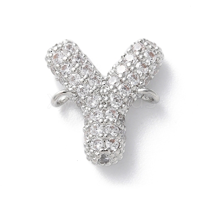 Brass Micro Pave Cubic Zirconia Letter Links KK-I717-04Y-P-1
