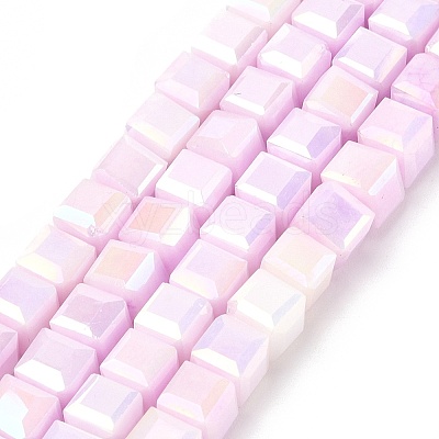 Electroplate Opaque Glass Beads Strands EGLA-U004-02D-1