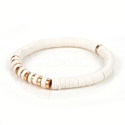Handmade Polymer Clay Heishi Beads Stretch Bracelets BJEW-JB05303-01-1