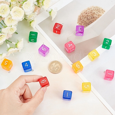 14Pcs 7 Colors Acrylic Pendants TACR-SC0001-12-1