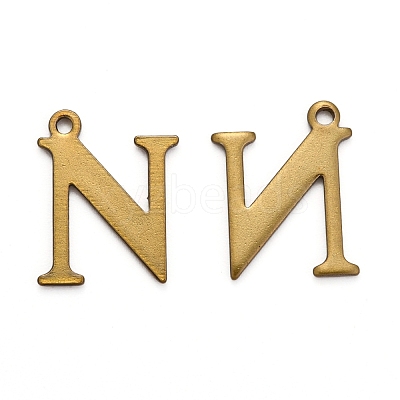 304 Stainless Steel Alphabet Charms STAS-H122-N-AB-1