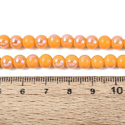 Electroplate Opaque Glass Beads Strands EGLA-Q132-6MM-01C-03-1